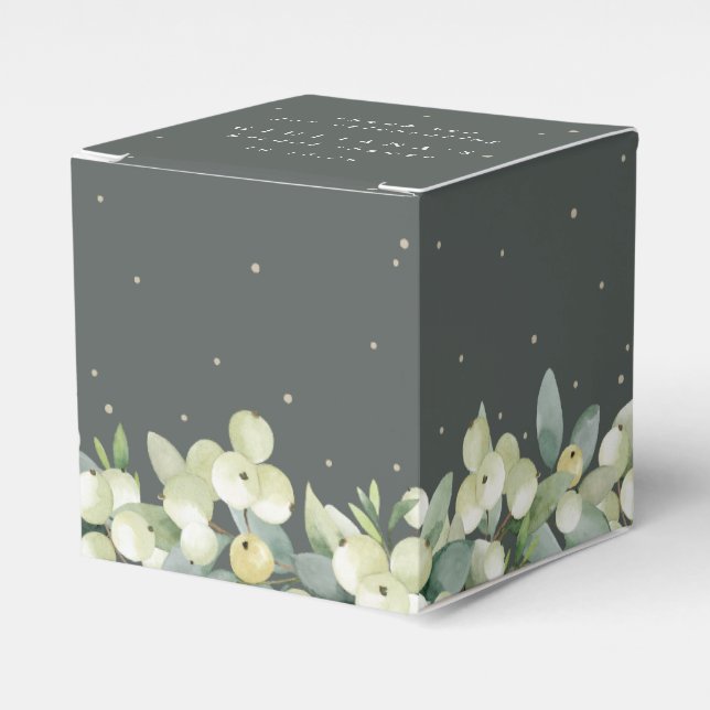 Elegant Green Snowberry+Eucalyptus Bridal Shower Favour Box (Front Side)