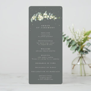 Elegant Green Snowberry+Eucalyptus Stem Wedding Program