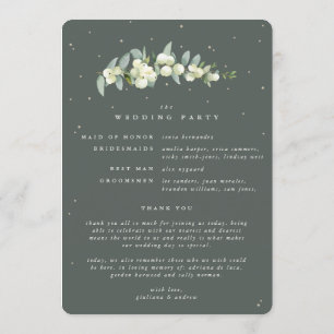 Elegant Green Snowberry+Eucalyptus Winter Wedding Program