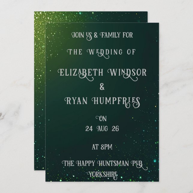 Elegant Green Sparkle Design for Themed Invitation (Front/Back)
