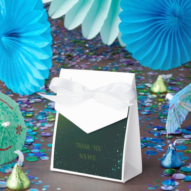 Elegant Green Sparkle Design for Wedding Invites & Favour Box (Party)