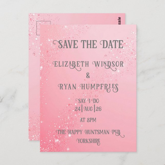 Elegant Green Sparkle Design for Wedding  Postcard (Front/Back)