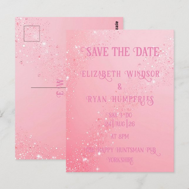 Elegant Green Sparkle Design for Wedding  Postcard (Front/Back)