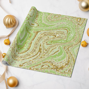Elegant Green Sparkle Swirls Glitter Sequins Wrapping Paper