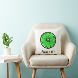 Elegant Green Spiritual Mandala Namaste Cushion