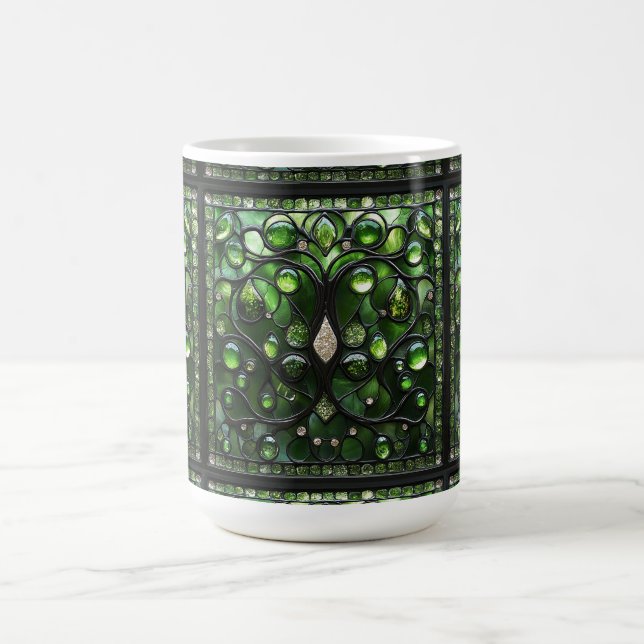 Elegant Green Stained Glass Look Mug (Center)