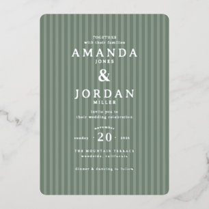 Elegant Green Striped Wedding Invitation
