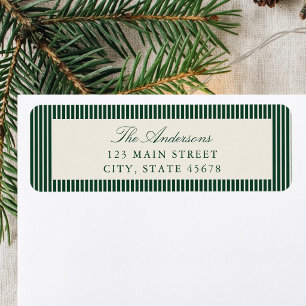 Elegant Green Stripes Return Address Label