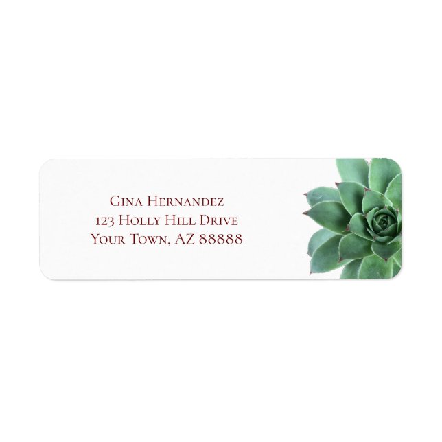 Elegant Green Succulent Return Address Label (Front)