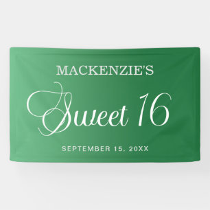 Elegant Green Sweet 16 Birthday Banner