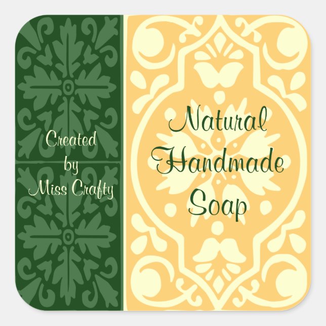 Elegant Green Tan Custom Craft Labels (Front)