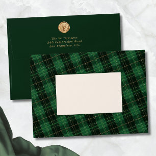 Elegant Green Tartan Plaid Christmas Envelope