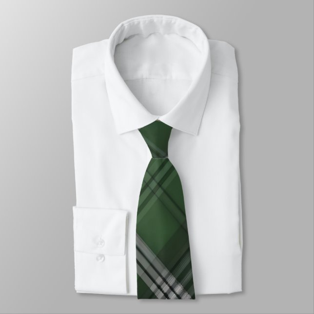 Elegant green tartan tie (Tied)