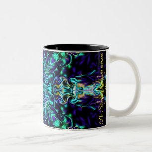Elegant green teal boho retro abstract design Two-Tone coffee mug