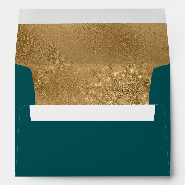 Elegant Green Teal Gold   Envelope (Back (Bottom))