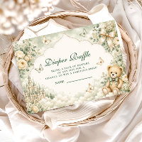 Elegant Green Teddy Bear Diaper Raffle