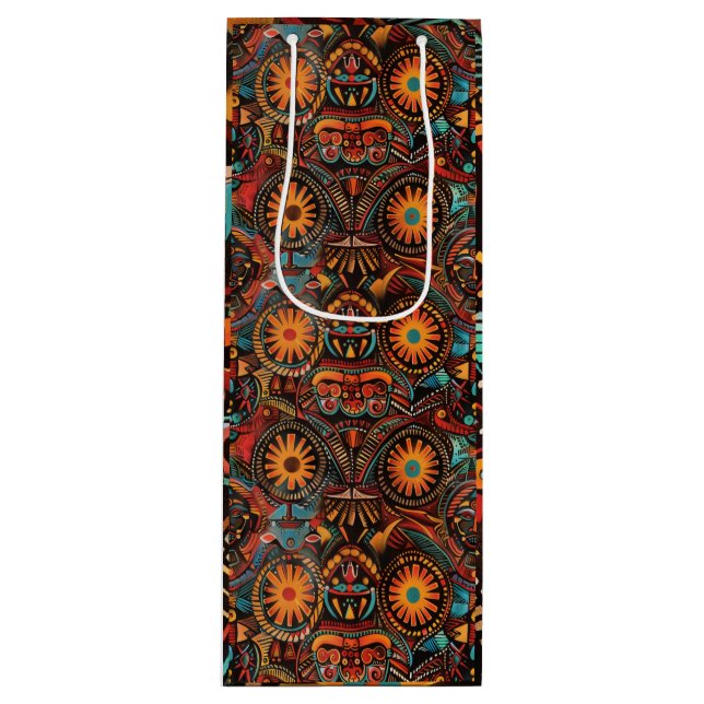 Elegant Green "Timeless Ancestral Imprint" Wine Ca Wine Gift Bag (Front)