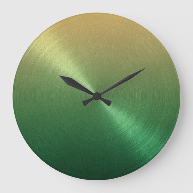 Elegant Green to Gold Ombre Gradient Large Clock (Front)