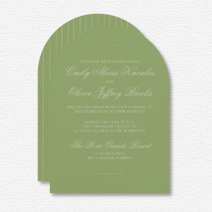 Elegant Green Tone On Tone Stripes Wedding Invitation