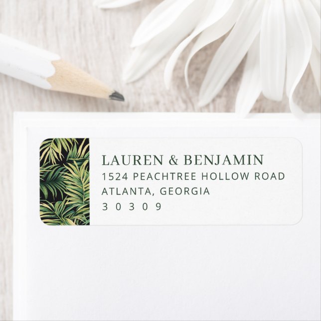 Elegant Green Tropical Palm Return Address Label (Insitu)