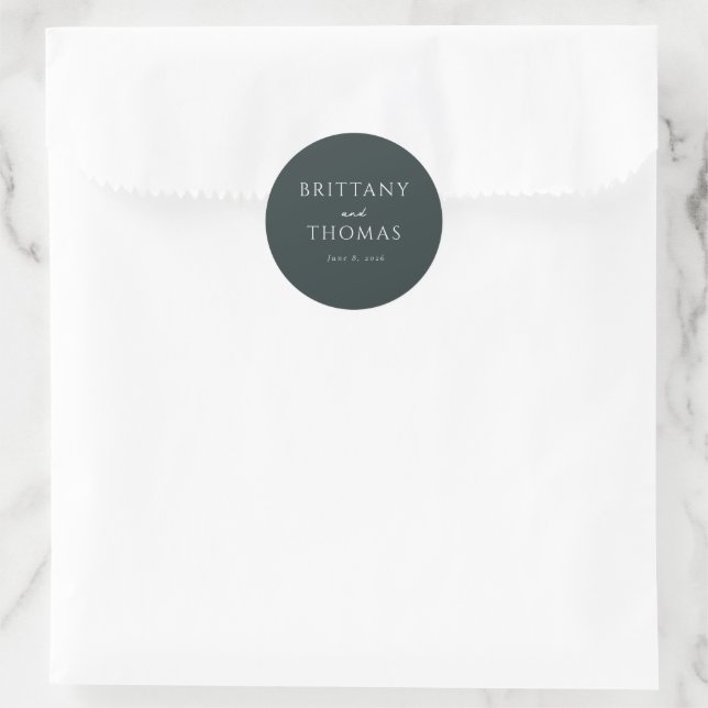 Elegant Green Typographic Classic Round Sticker (Bag)
