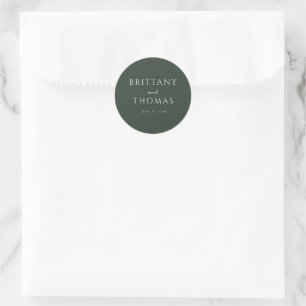 Elegant Green Typographic Classic Round Sticker