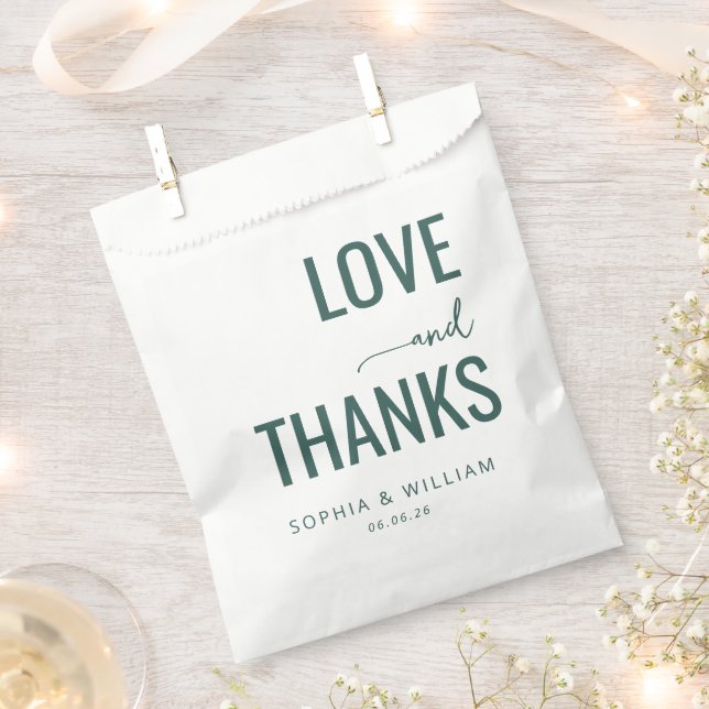 Elegant Green Typographic Gratitude Favour Bag (Clipped)