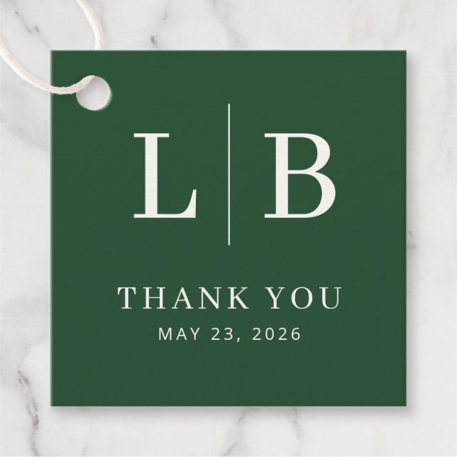 Elegant Green Typographic Gratitude Favour Tags (Front)
