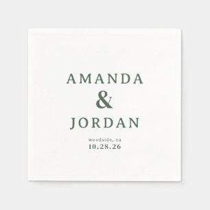 Elegant Green Typographic Napkin