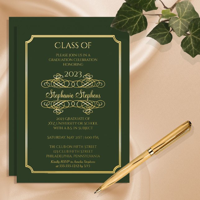Elegant Green University Graduation Party Gold  (Creator Uploaded)
