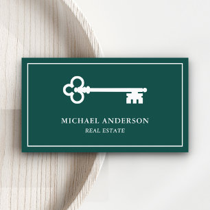Elegant Green Vintage Antique Key Real Estate Business Card