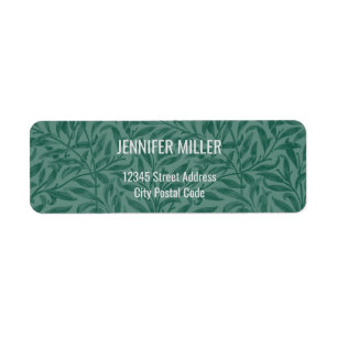 Elegant green vintage leaves design return address label