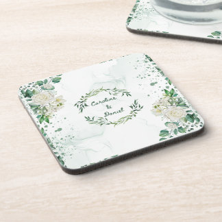 Elegant Green Water Splash Wedding Coaster