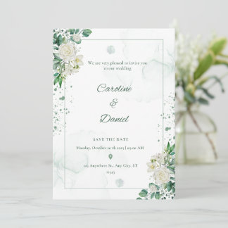 Elegant Green Water Splash Wedding Invitation Card