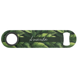 Elegant Green Watercolor Banana Leaf with Name