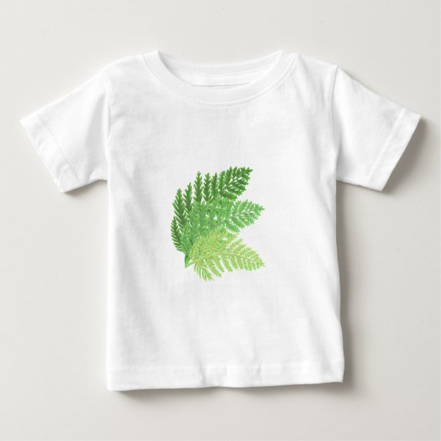 Elegant green watercolor ferns woodland leaves baby T-Shirt (Front)