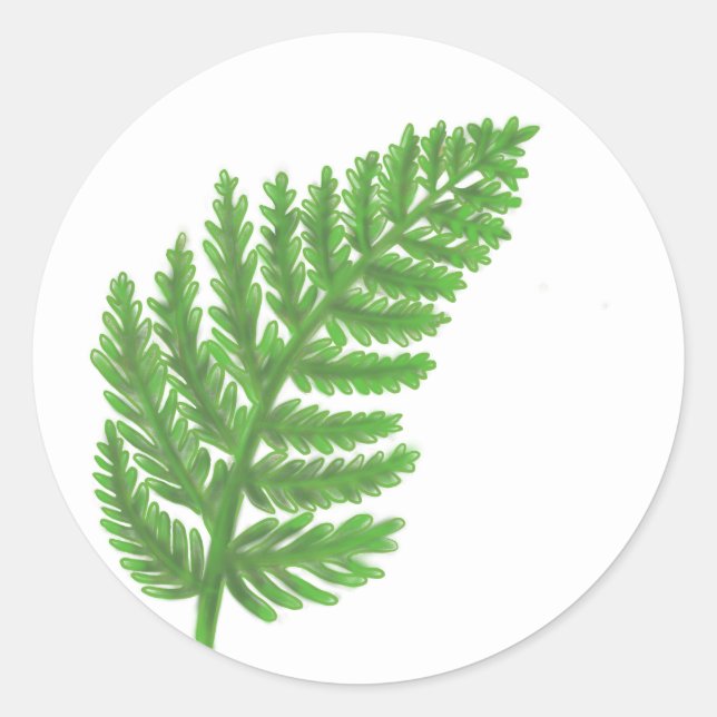 Elegant green watercolor ferns woodland leaves classic round sticker (Front)