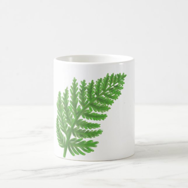 Elegant green watercolor ferns woodland leaves coffee mug (Center)