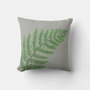 Elegant green watercolor ferns woodland leaves cushion