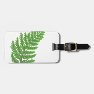Elegant green watercolor ferns woodland leaves luggage tag