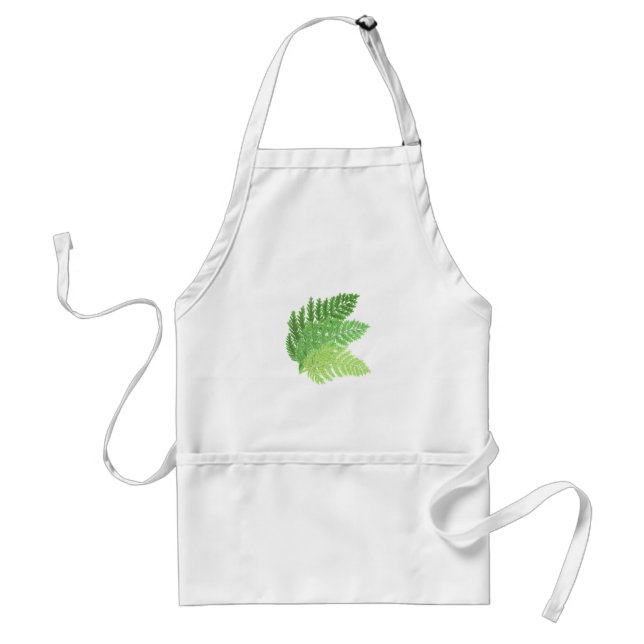 Elegant green watercolor ferns woodland leaves standard apron (Front)