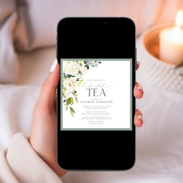 Elegant Green Watercolor Floral Bridal Tea Shower Invitation (Creator Uploaded)