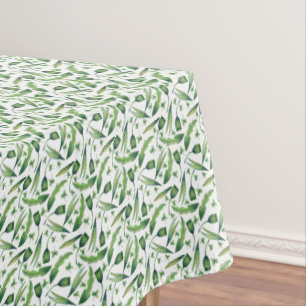 Elegant Green Watercolor Floral Tablecloth