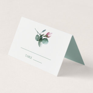 Elegant Green Watercolor Floral Wedding Place Card