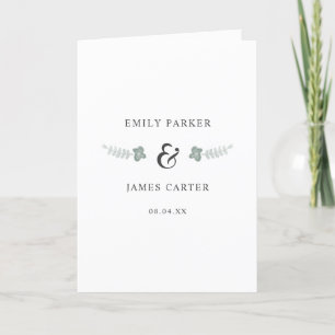 Elegant Green Watercolor Floral Wedding Program