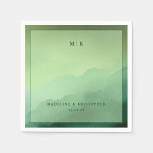 Elegant Green Watercolor Gradient Napkin