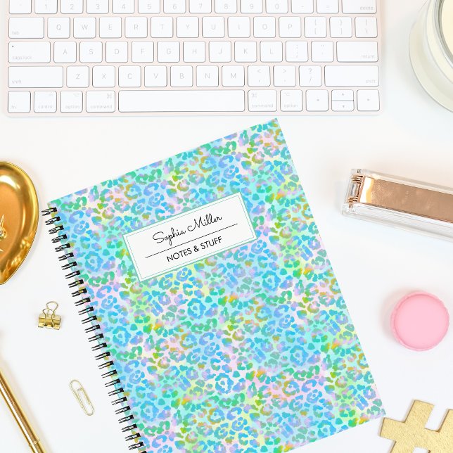 Elegant Green Watercolor Leopard Skin Monogram Notebook (Creator Uploaded)