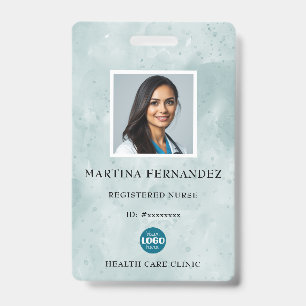 Elegant Green Watercolor Registered Nurse ID Badge