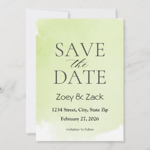 Elegant Green Watercolor Save the Date Invitation