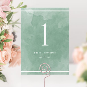 Elegant Green Watercolor Table Number